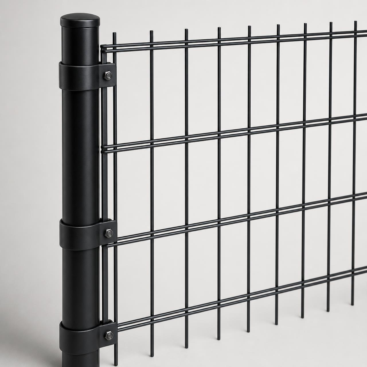 Dubbelstaafmat 6/5/6 in zwart (RAL 9005), 80 cm hoog