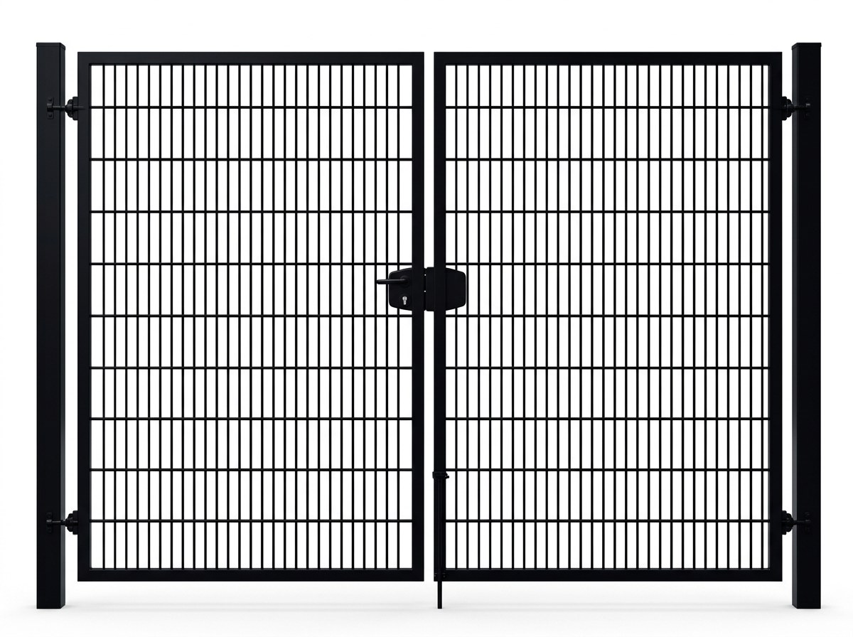Dubbele draaipoort 2 m breed en 80 cm hoog in zwart (RAL 9005)