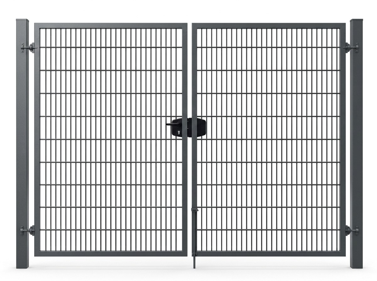 Dubbele draaipoort 2 m breed en 80 cm hoog in antraciet (RAL 7016)