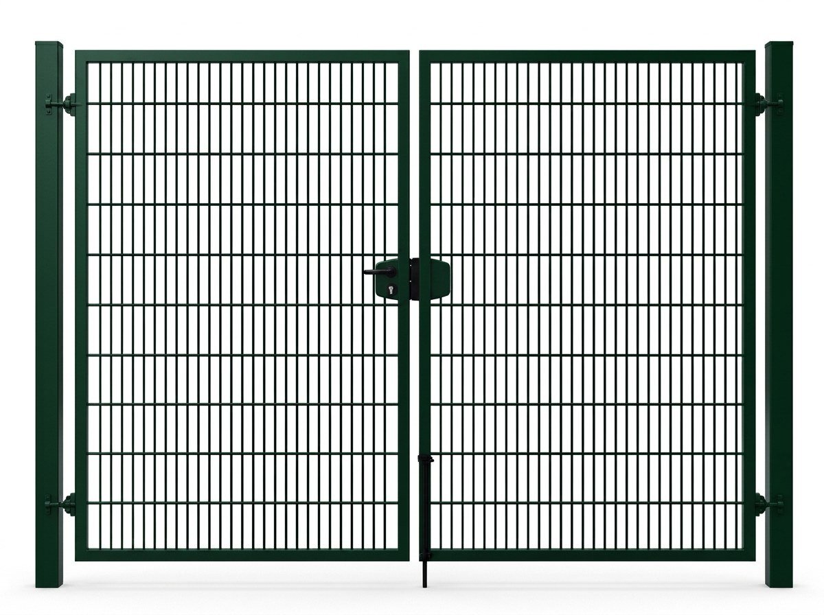 Dubbele draaipoort 2 m breed en 80 cm hoog in groen (RAL 6009)